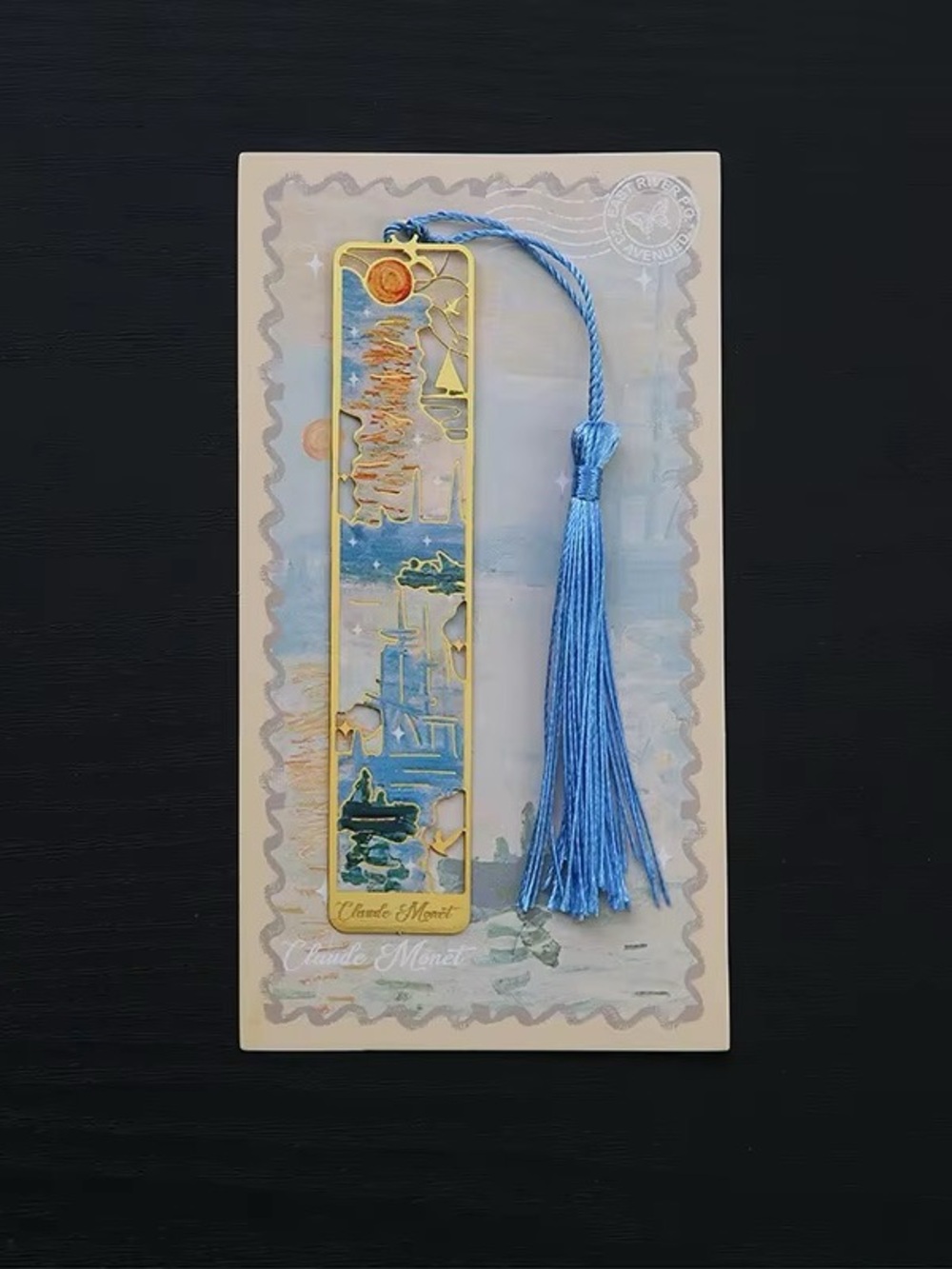 Decorative Floral & Patterned Metal Tassel Bookmark - Blue/Gold/Green - Picture 9 of 10